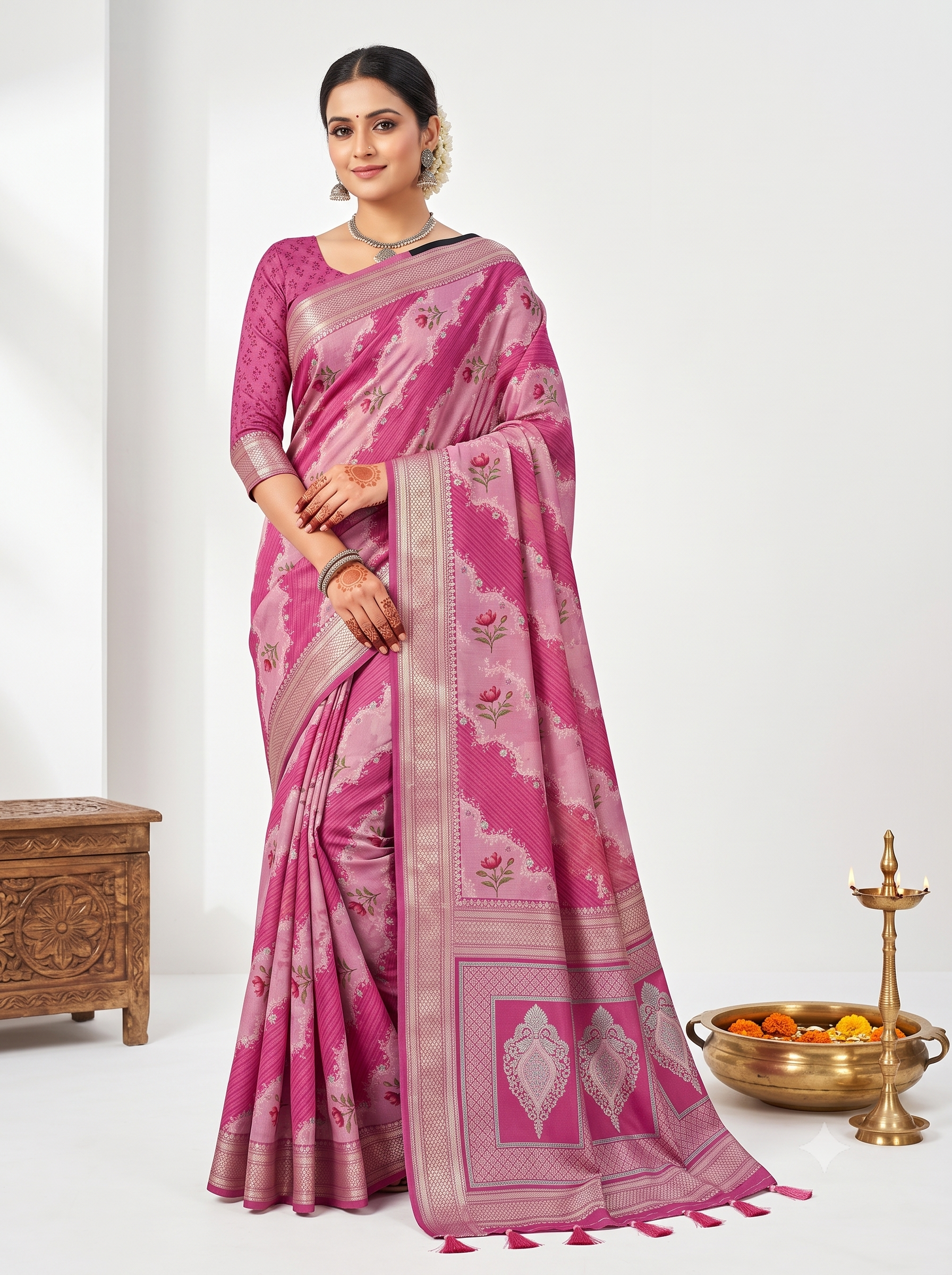 Banarasi Rangkat Silk Pink Saree