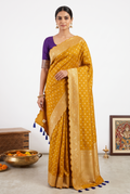 Banarasi Dola Silk Yellow Saree