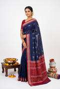 Sambalpuri Cotton Blue Saree