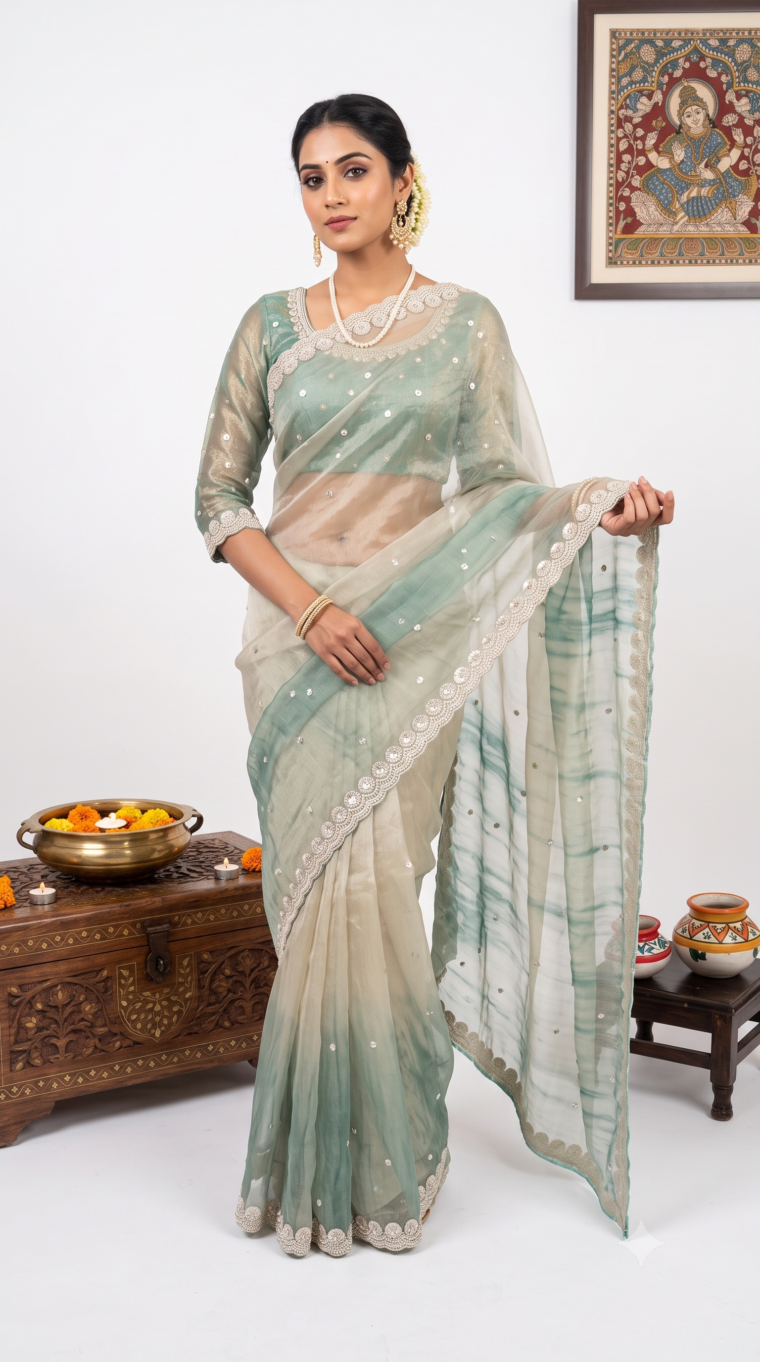 Designer Krush Sea Green Saree