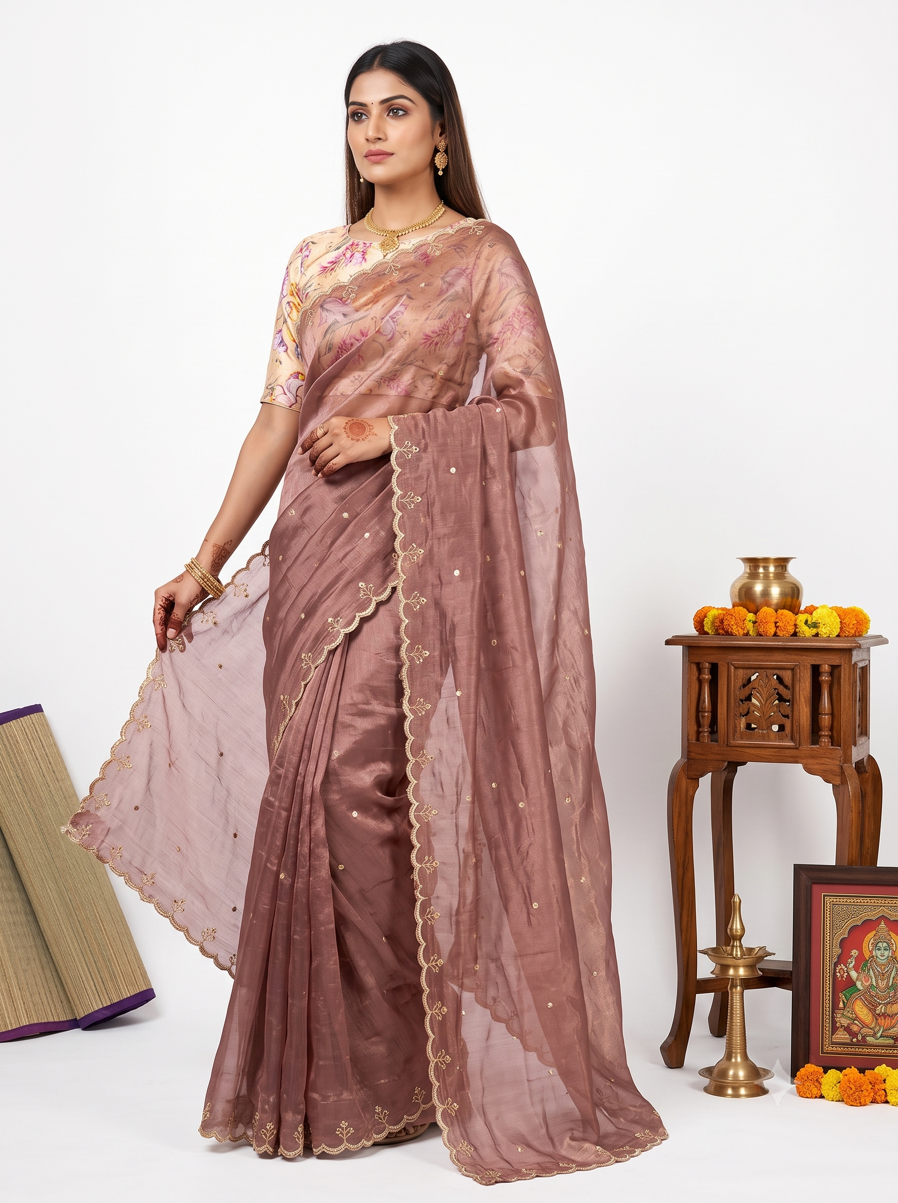 Designer HO Onion Pink Saree