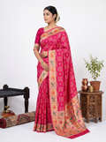 Bandhej Satin Megenta Saree