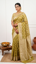 Banarasi Tissue Mehendi Green Saree