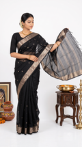 Chanderi Silk Black Saree