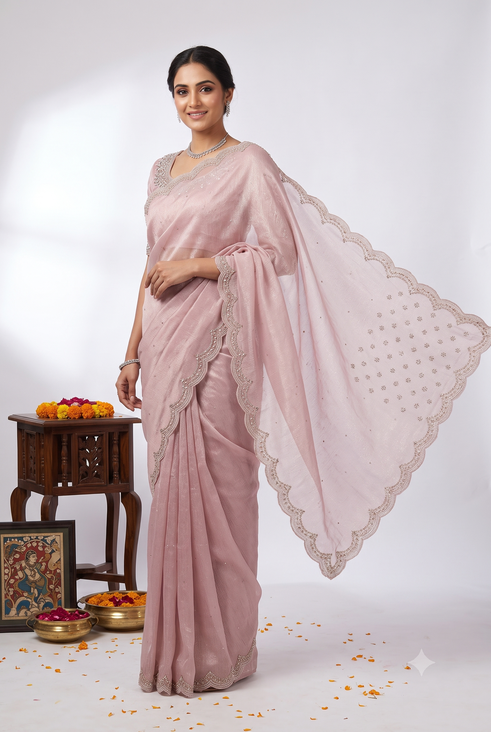 Designer Crush Baby Pink Saree