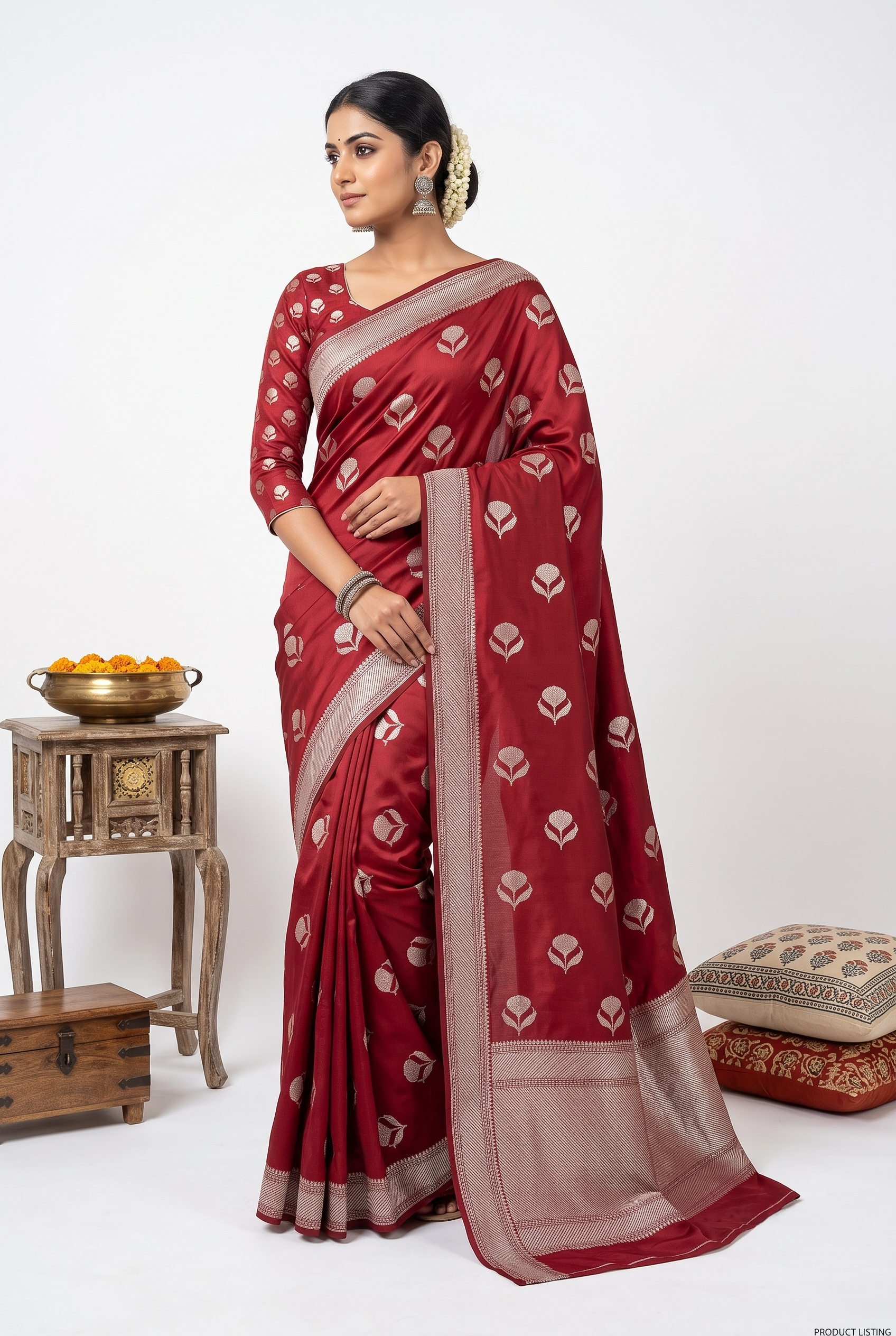Banarasi Pure Katan Maroon Saree