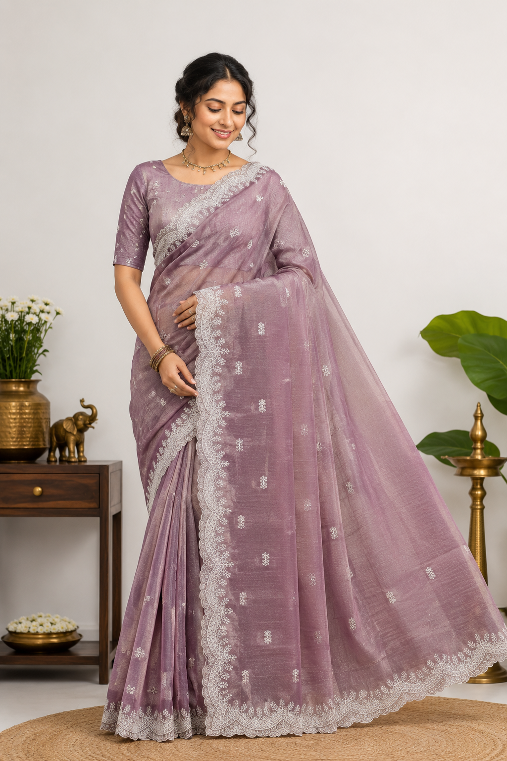 Designer Tissue Onion Pink Saree