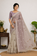 Katan Work Cotton Beige Saree