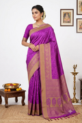 Dharmavaram Silk Purple Saree