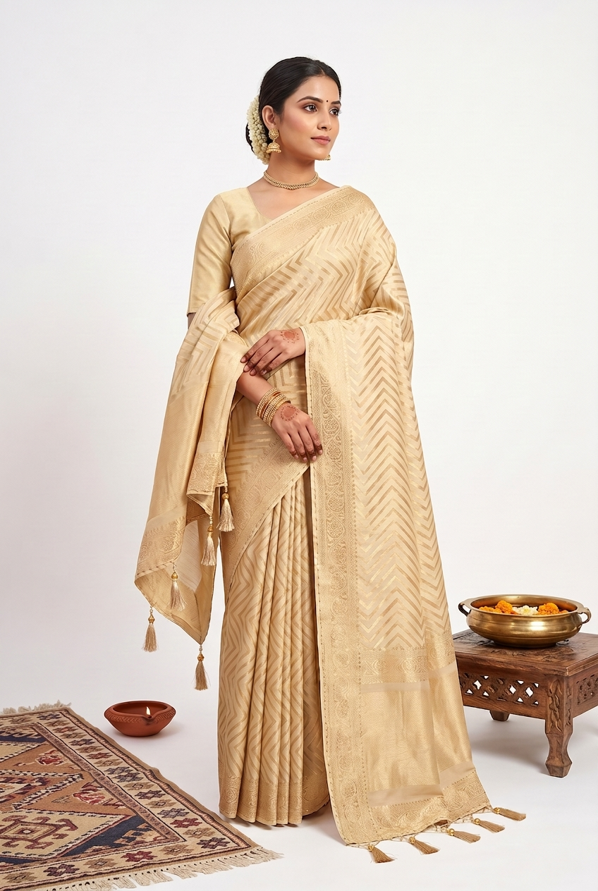 Banarasi Georgette Beige Saree