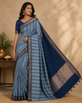 Chanderi Silk Saree Indigo